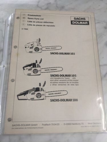 Sachs-dolmar spare service parts list book manual chain saw 103 105 108 1986