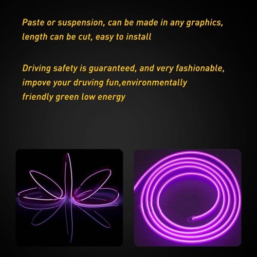 Purple led car auto interior decor wire atmosphere strip light lamp accessories
