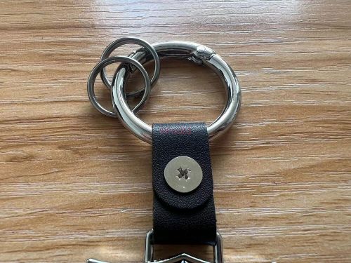 1pc shield carbon fiber with leather keychain key fob ring for mercedes benz