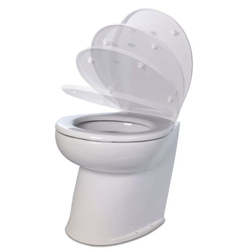 Jabsco deluxe flush 17&#034; angled back 12v raw water electric marine toilet w/remot