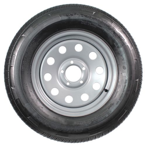 2-pack radial trailer tire on rim st205/75r15 d load 5-5 silver modular wheel