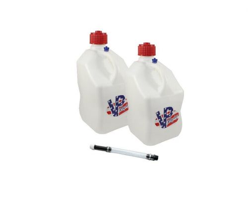 Vp fuel 2 pack patriot 5 gallon race fuel jug gas can alcohol w/ filler hose