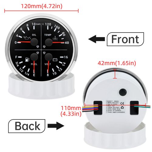 2 gauge set 110mm gps speedometer 0-200 kmh w/tacho &amp; 4 in 1 gauge for boat car