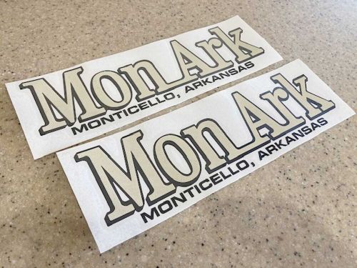 Monark vintage boat decals 10&#034; pair vinyl tan and black + free shipping!