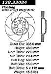 Centric parts 128.33084 rear crossed drilled rotor