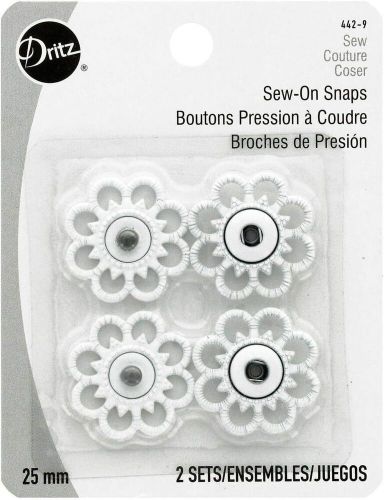 Dritz 442-9 sew-on snaps with flower design, white, size 25mm 2-sets white