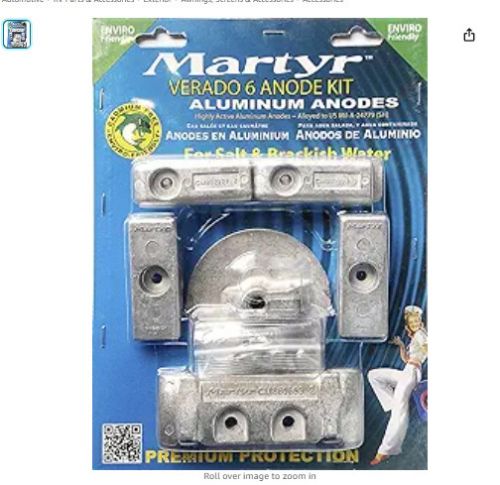 Martyr cmverado6kita verado 6 cylinder aluminum anode kit aluminum