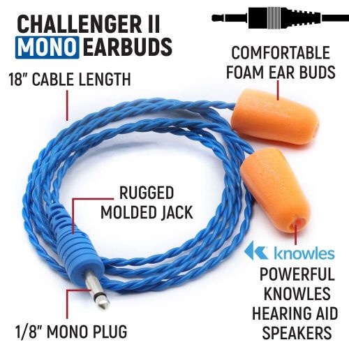 Rugged challenger foam ear buds speakers racing radios electronics communication