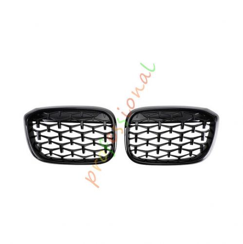 For bmw x3 x4 x3m x4m 2018-2021 gloss black frame front grille grid replace 2pcs