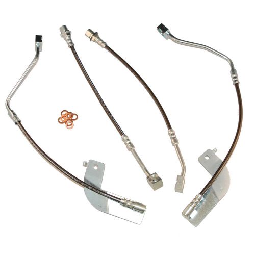 1999-2004 ford mustang front &amp; rear stainless steel brake hose kit with tract...