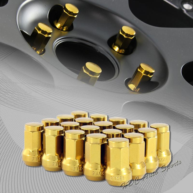 20pcs m12 x 1.5mm thread pitch wheel rims tuner 1.3" long acorn lug nuts - gold