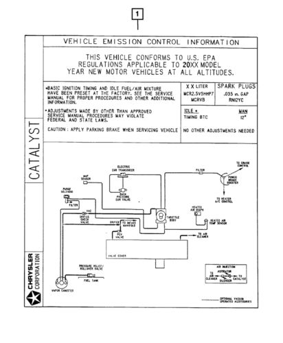 Genuine mopar emission label 4668945aa