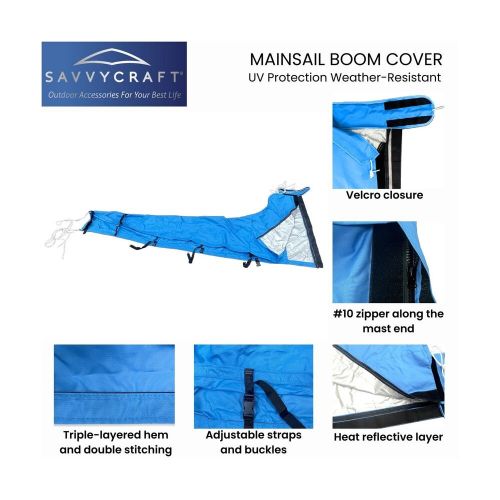 Savvycraft waterproof mainsail boom cover, heavy duty 600d sailboat mainsail ...