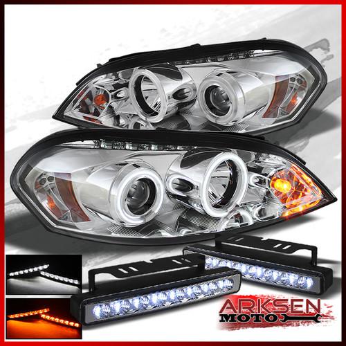 White/amber led fog lamp+06-13 chevy impala ccfl halo led projector headlights