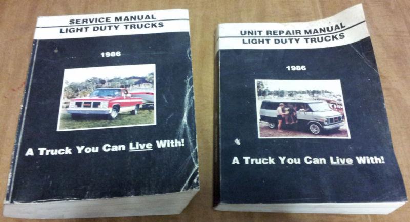 Lot of 1986 gmc light duty trucks service repair manual and unit repair manual