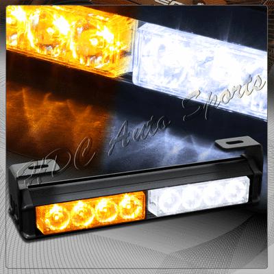 9.5" white/amber led traffic advisor advising emergency strobe scanner light bar