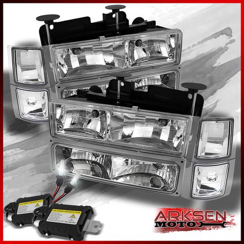 6000k slim ballast hid+94-98 c/k pickup clear headlights w/corner+bumper 8pc set