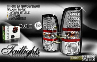 Depo pair euro style chrome altezza tail lights w/led chevy gmc silverado sierra