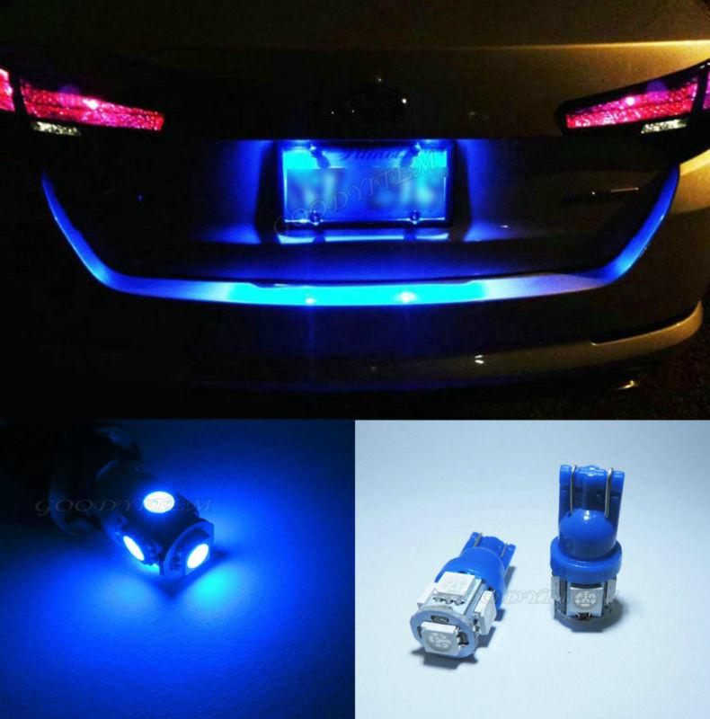 2x blue t10 5smd led license plate light t10 161 168 194 2825 w5w bulb lamp b