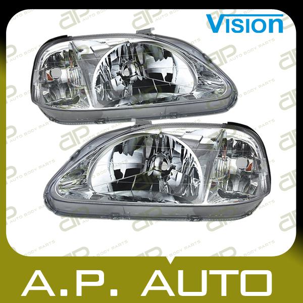 Pair head light lamp assembly 99-00 honda civic 2dr 3dr 4dr cx dx ex gx hx lh+rh