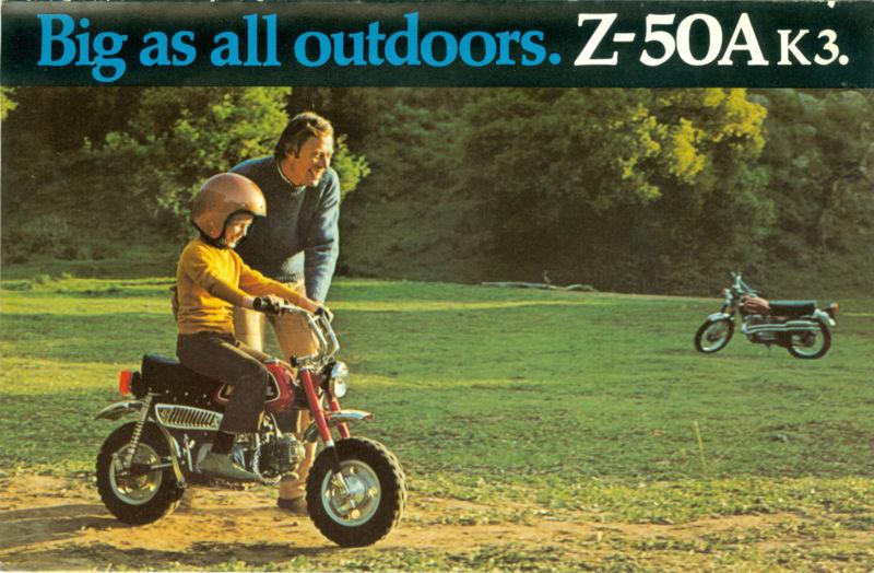 Rare vintage 1972 honda z-50a k3 mini-bike motorcycle sales advertising brochure