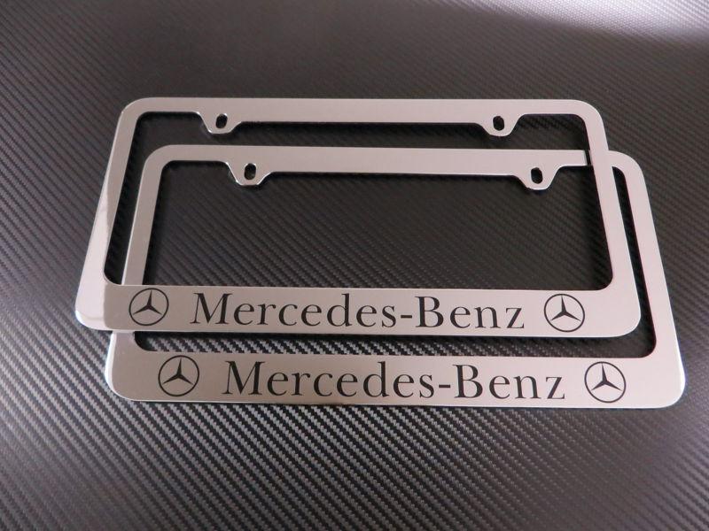 (2pcs) mercedes-benz chrome metal license plate frame - front & rear