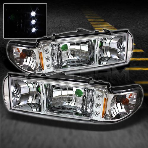 91-96 caprice impala crystal led headlights w/built in corner signal lights lamp