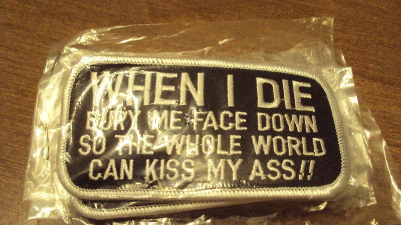 Embroderied motorcycle vest patch when i die bury me face motorcycle vet rocker