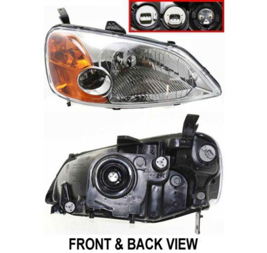 01-03 honda civic head light lamp 4dr sedan assembly right passenger side new rh