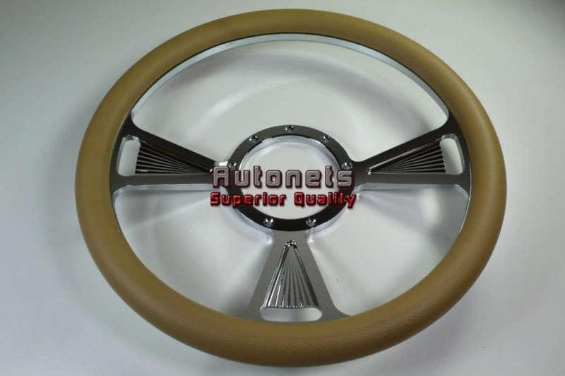 Beige tri camaro impala nova hot rat rod steering wheel 9 hole chrome aluminum