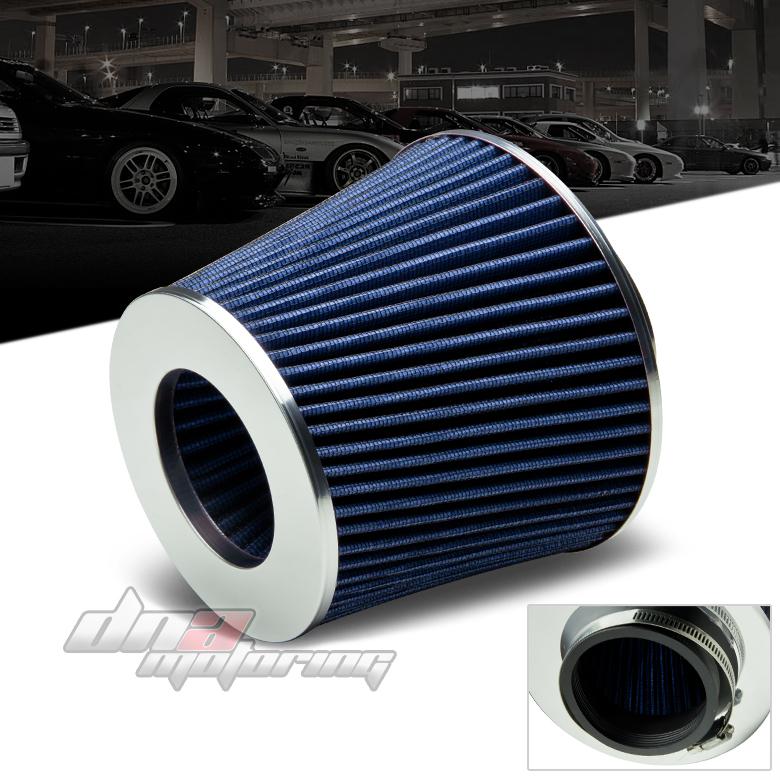 3" blue cold air/short ram intake/turbocharger racing cone meshed gauze filter