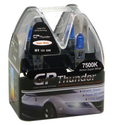 Gp thunder ii 7500k h1 xenon light bulb 55w white pair sgp75-h1 headlight lamp