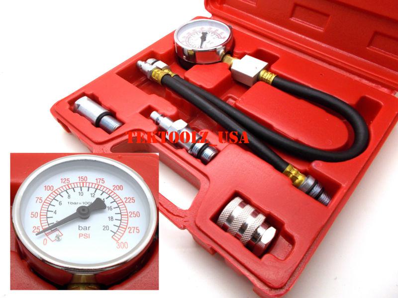 Automotive compression tester 2 adapters 2-1/2" dia. tester kit gauge gas engine