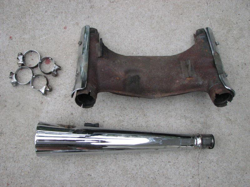 1981 honda cm400 a hondamatic left exhaust pipe converter heat shields & clamps