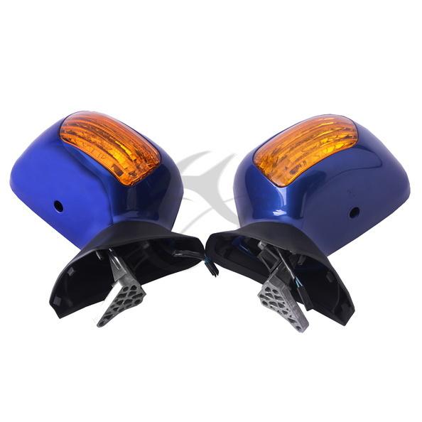 Blue left right side mirrors for 2001-2011 honda goldwing gl1800 2003 2004 05 06