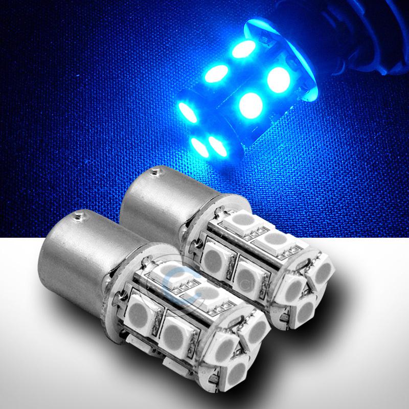 2pc blue 1156 ba15s 13 5050 smd led front turn signal light bulbs 89 97 s25 p21w