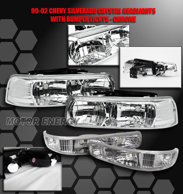 1999-2002 chevy silverado pickup headlight+bumper clear