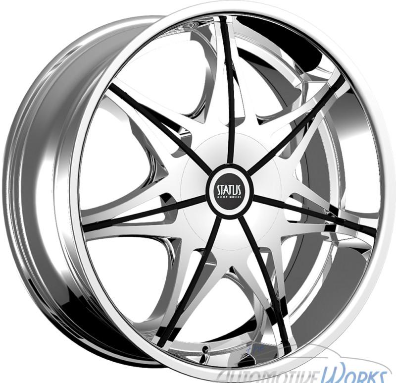 1 - 22x9 status crown 5x114.3 5x4.5 5x120 +15mm chrome gloss black rim wheel 22"