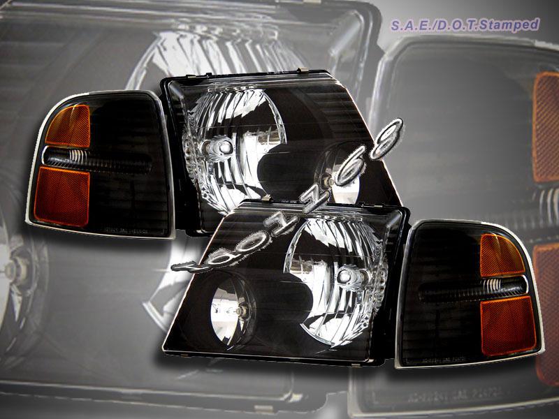 02-05 ford explorer headlights jdm black + corner 03 04