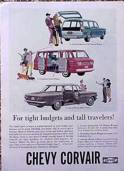 1961 61 chevy corvair greenbriar original vintage ad  c my store  5+= free ship