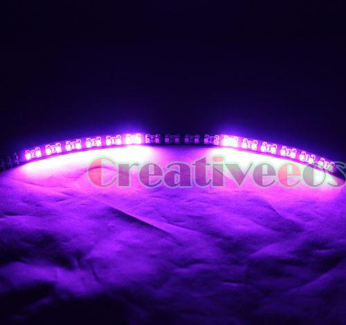 2x 60cm 24" 12v car 1210 smd led scanner strobe flash strip light pink purple