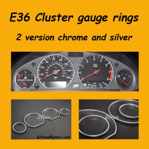 Bmw e36 chrome cluster gauge dashboard rings speedo trim instrument 3-siries