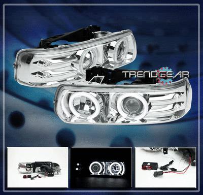 99-02 silverado/00-06 tahoe suburban ccfl halo led projector headlights 03 04 05