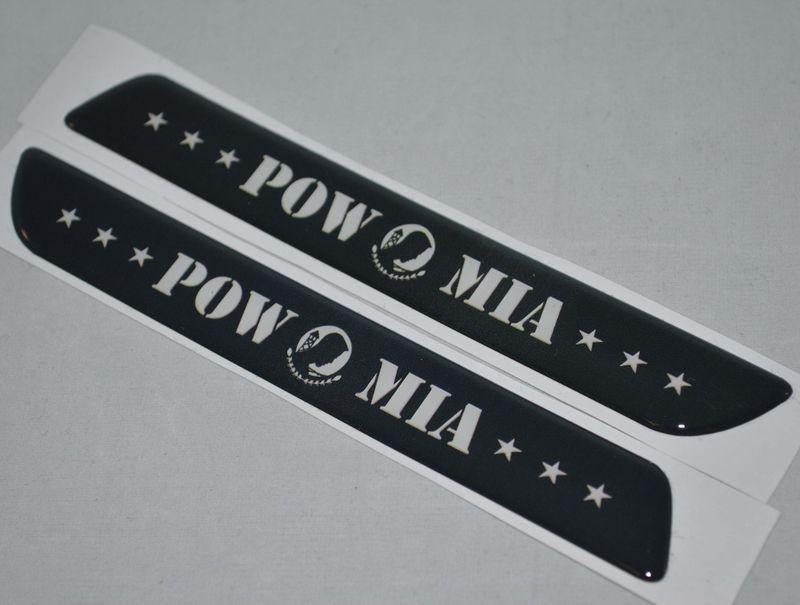 Pair of premium "pow * mia" custom gloss decals for car truck suv window sticker