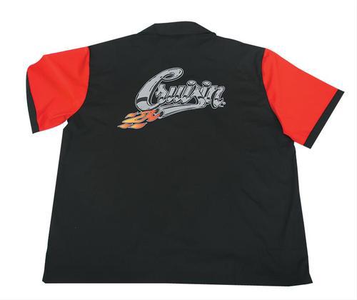 Ghh bowling shirt cotton polyester black red cruisin 3x-lg each