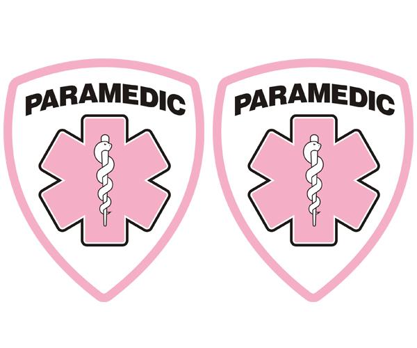 Paramedic badge decal set 3"x2.4" emt pink star of life responder sticker zu1