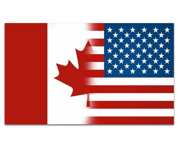 American canadian flag decal 5"x3" usa canada vinyl car sticker (lh) zu1