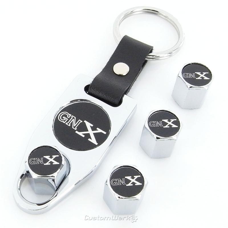 Buick gnx  logo chrome tire valve caps + wrench key chain