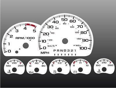 1995 chevrolet truck instrument cluster white face gauges 95-98