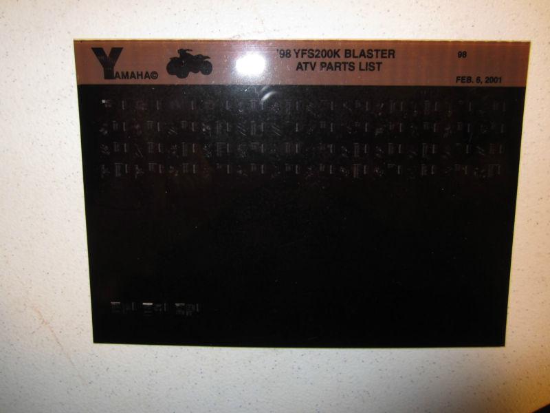 1998 yamaha atv yfs200k blaster microfiche parts list catalog yfs 200 k